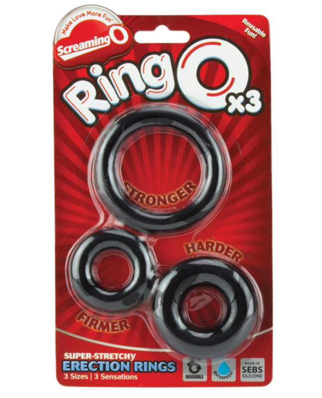 Screaming O Ringo Cock Ring - Black Pack Of 3