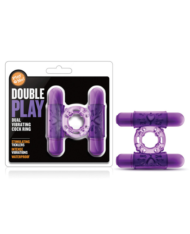 Blush Play With Me Double Play Dual Vibrating Cock Ring - Purple