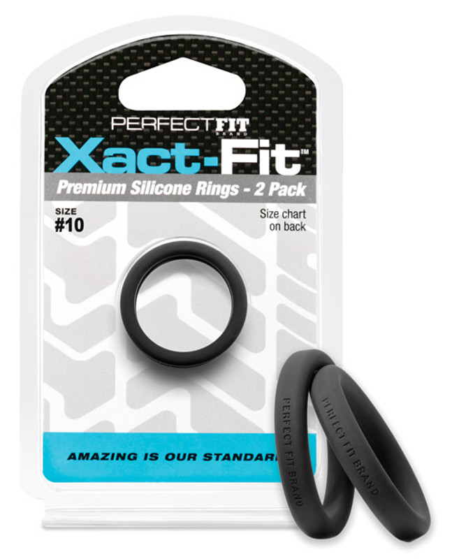 Perfect Fit Brand Xact Fit Cock Ring 10 - Black Pack Of 2