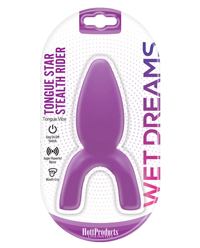 Hott Products Wet Dreams Tongue Star Stealth Rider Tongue Vibrator- Purple