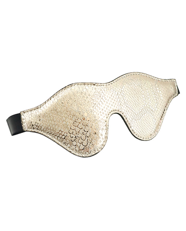 Spartacus Fetish Blindfold With Leather - White Snakeskin Micro Fiber