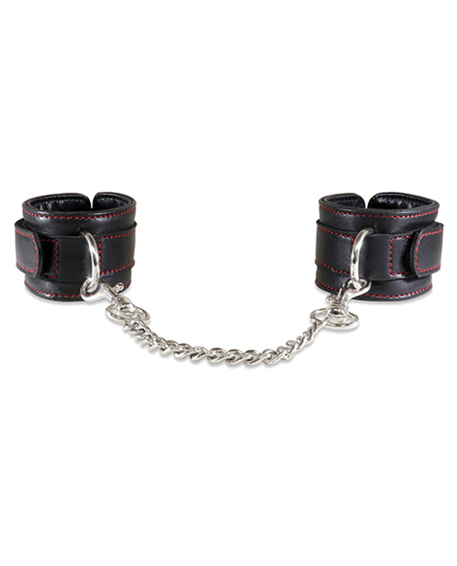 Sultra Lambskin Fetish Handcuffs With 5 1/2" Chain - Black