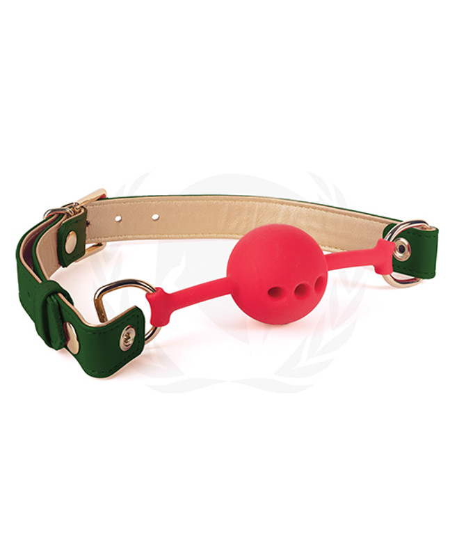 Spartacus Fetish Silicone Ball Gag With Green Gold Pu Straps - 46 Mm Green