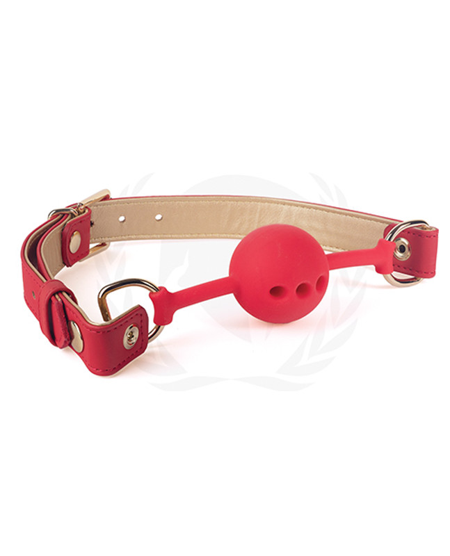 Spartacus Fetish Silicone Ball Gag With Red Gold Pu Straps - 46 Mm Red