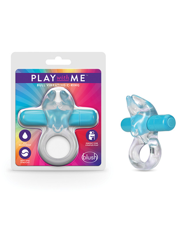 Blush Play With Me Bull Vibrating Cock Ring - Blue