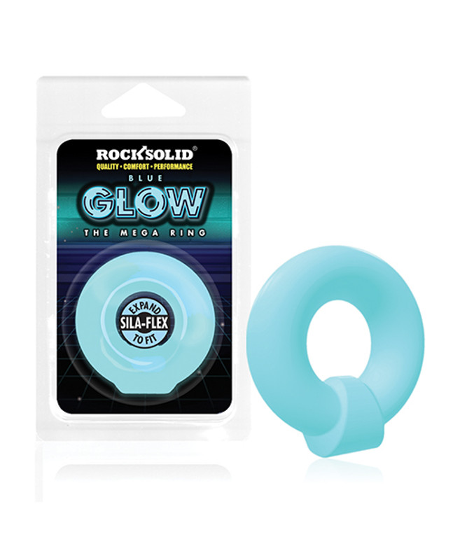 Doc Johnson Doc Johnson Rock Solid Glow In The Dark Mega Cock Ring - Blue