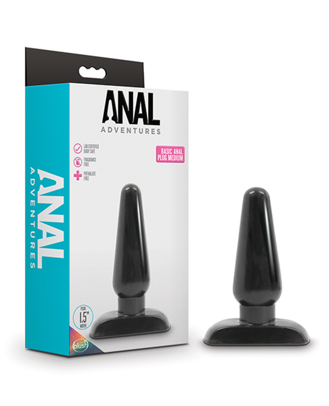 Blush Anal Adventures Basic Anal Butt Plug - Medium Black