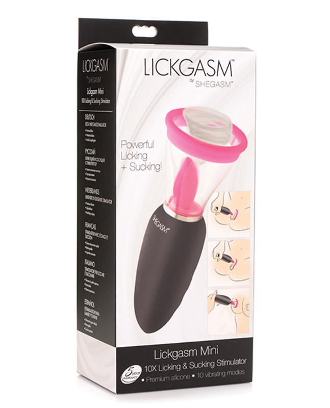 Inmi Shegasm Lickgasm Mini 10x Licking & Sucking Stimulator - Black/pink