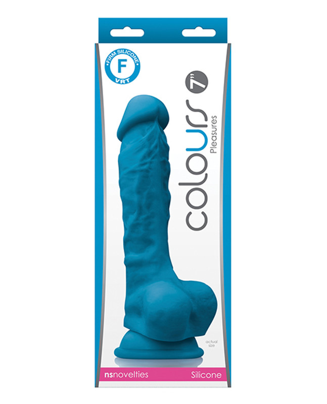 Colours Pleasures 7" Dong With Balls & Suction Cup - Blue