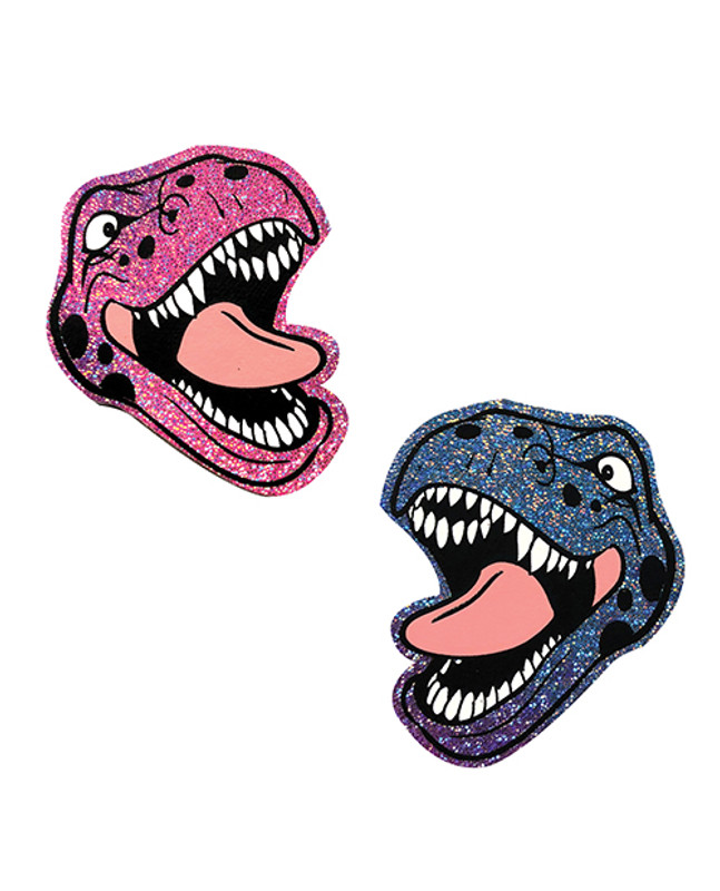 Neva Nude Black Light Dinosaur Pasties - Pink & Blue O/S