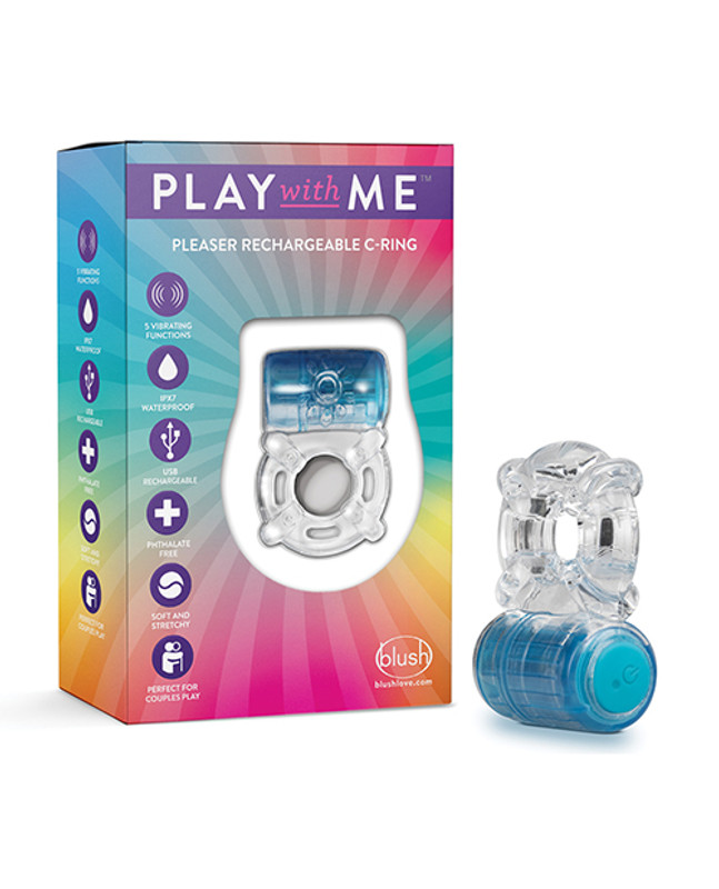 Blush Play With Me Pleaser Rechargeable C Ring - Blue