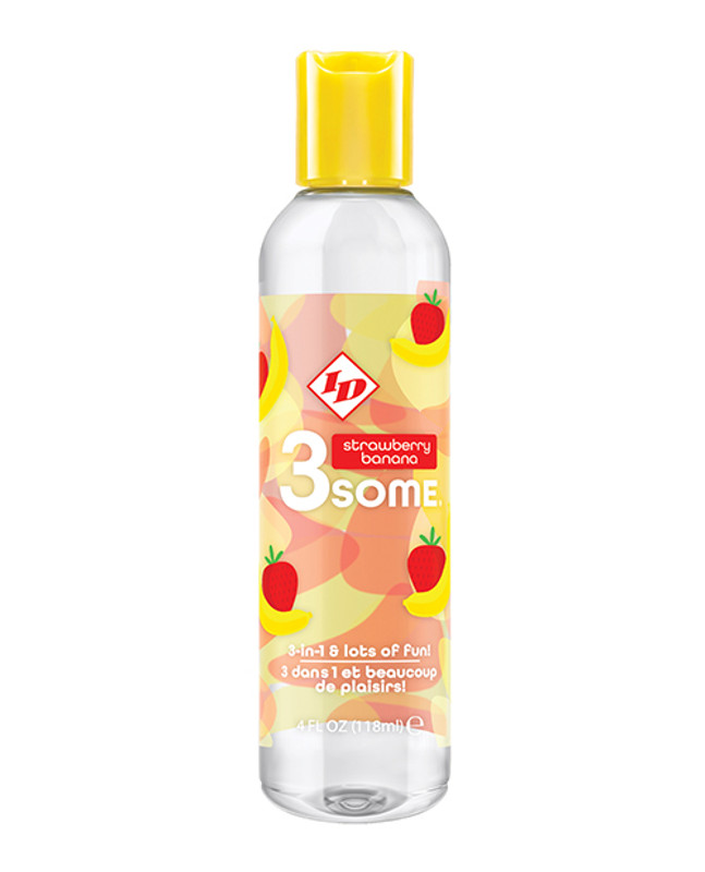 Id 3Some 3 In 1 Lubricant - 4 Oz Strawberry Banana