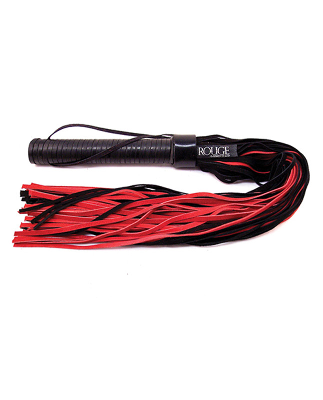 Rouge Suede Flogger With Leather Handle - Black/Red