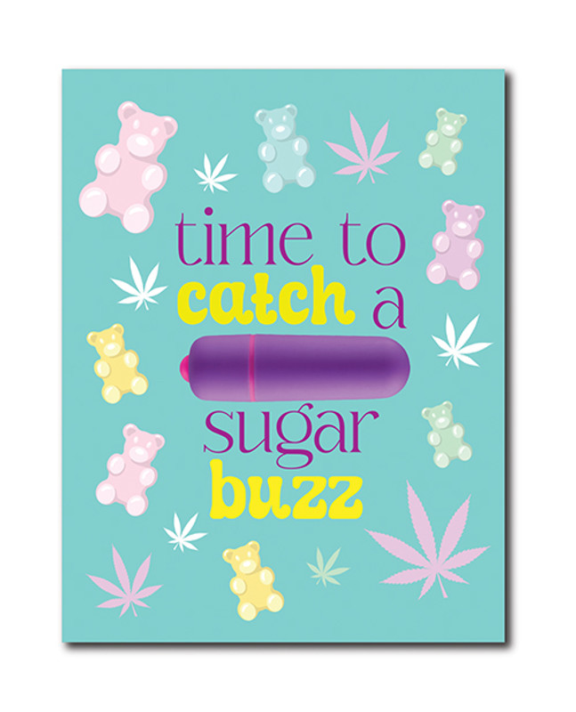 420 Foreplay Sugar Buzz Greeting Card With Rock Candy Vibrator & Fresh Vibes Towelettes