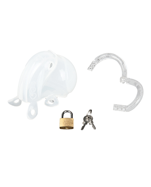 Full Restraint Silicone Cock & Balls Chastity Device - 100% Coverage White