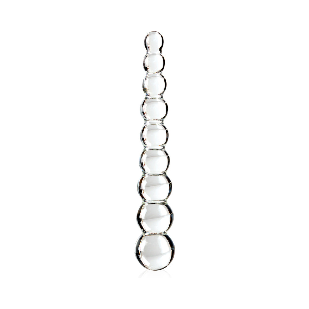 Icicles No. 2 Beaded 8.5 in. Glass Dildo Clear