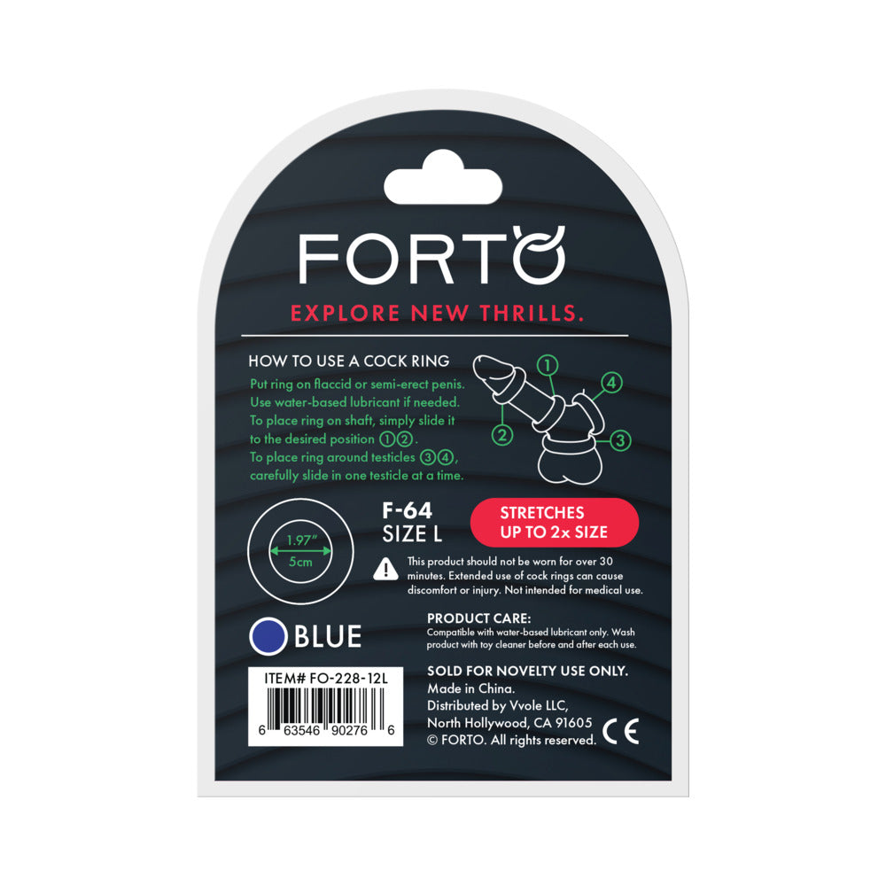 Forto F-64 Wide Liquid Silicone Cockring Large Blue