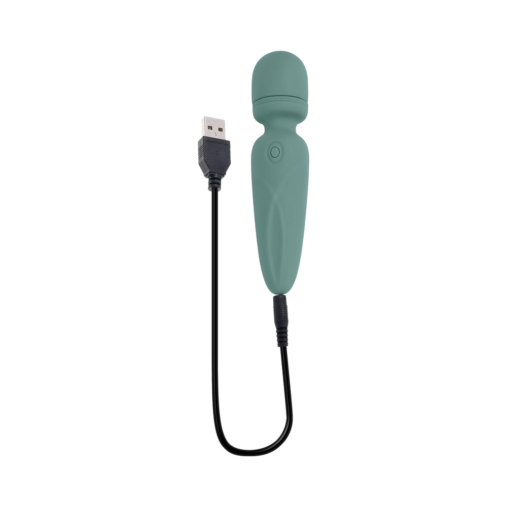 Evolved Rumble Wand Rechargeable Vibrating Mini Wand Silicone Green