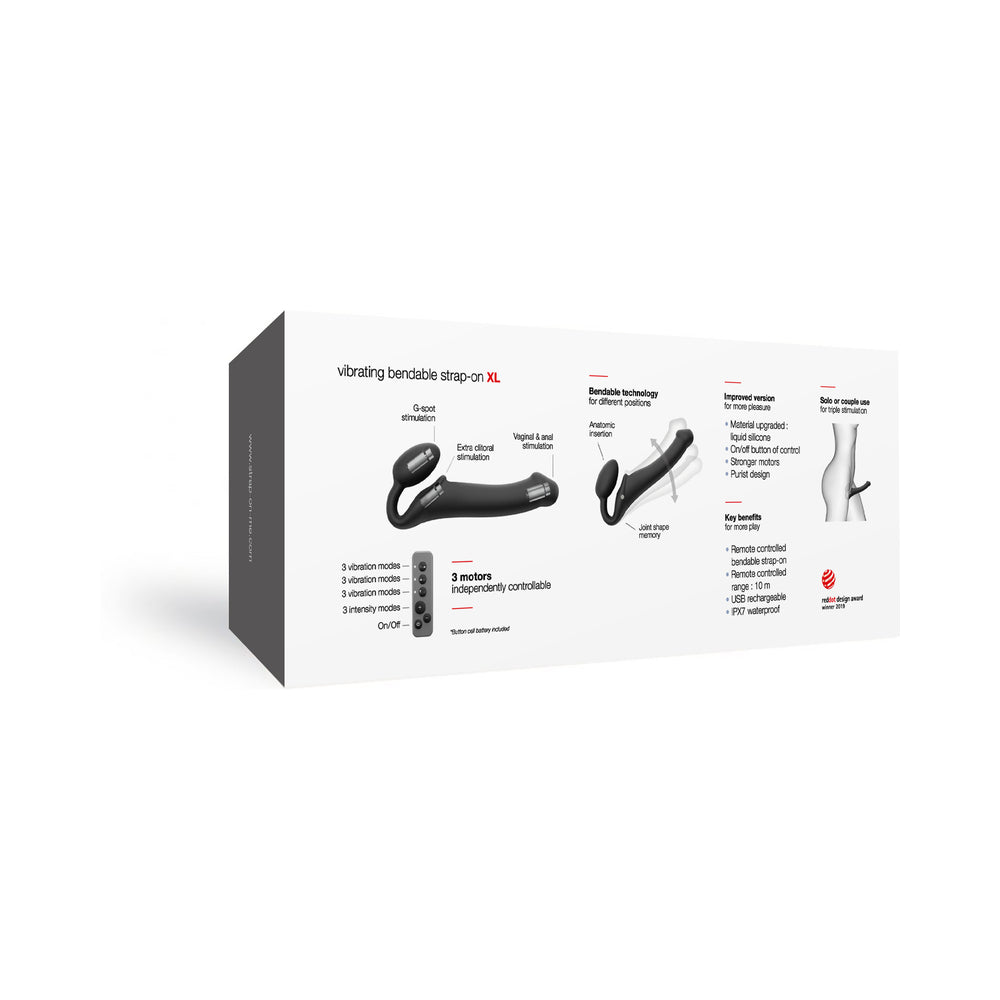 Strap-On-Me Vibrating Bendable Strapless Strap-On Black XLarge