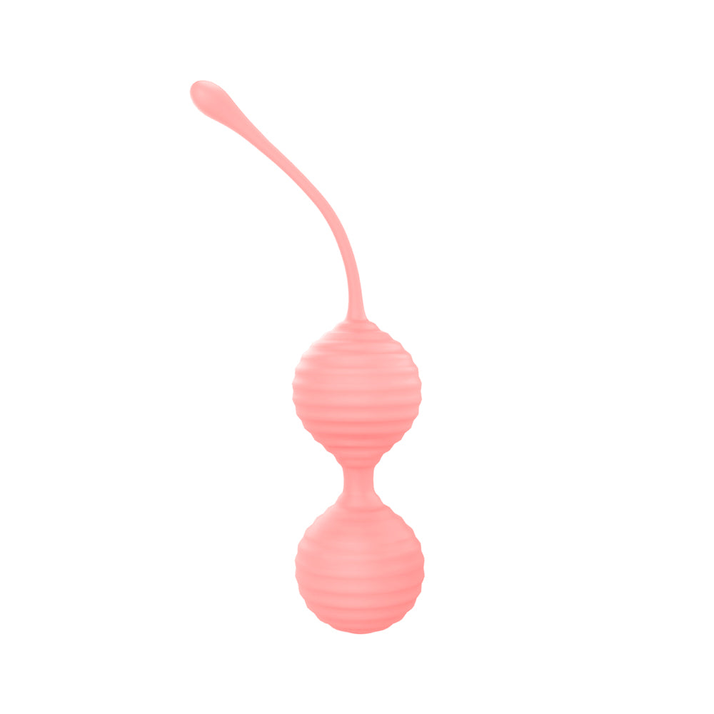 Luv Inc Kg88 Kegel Balls Ribbed Silicone 2-Piece Set Light Pink