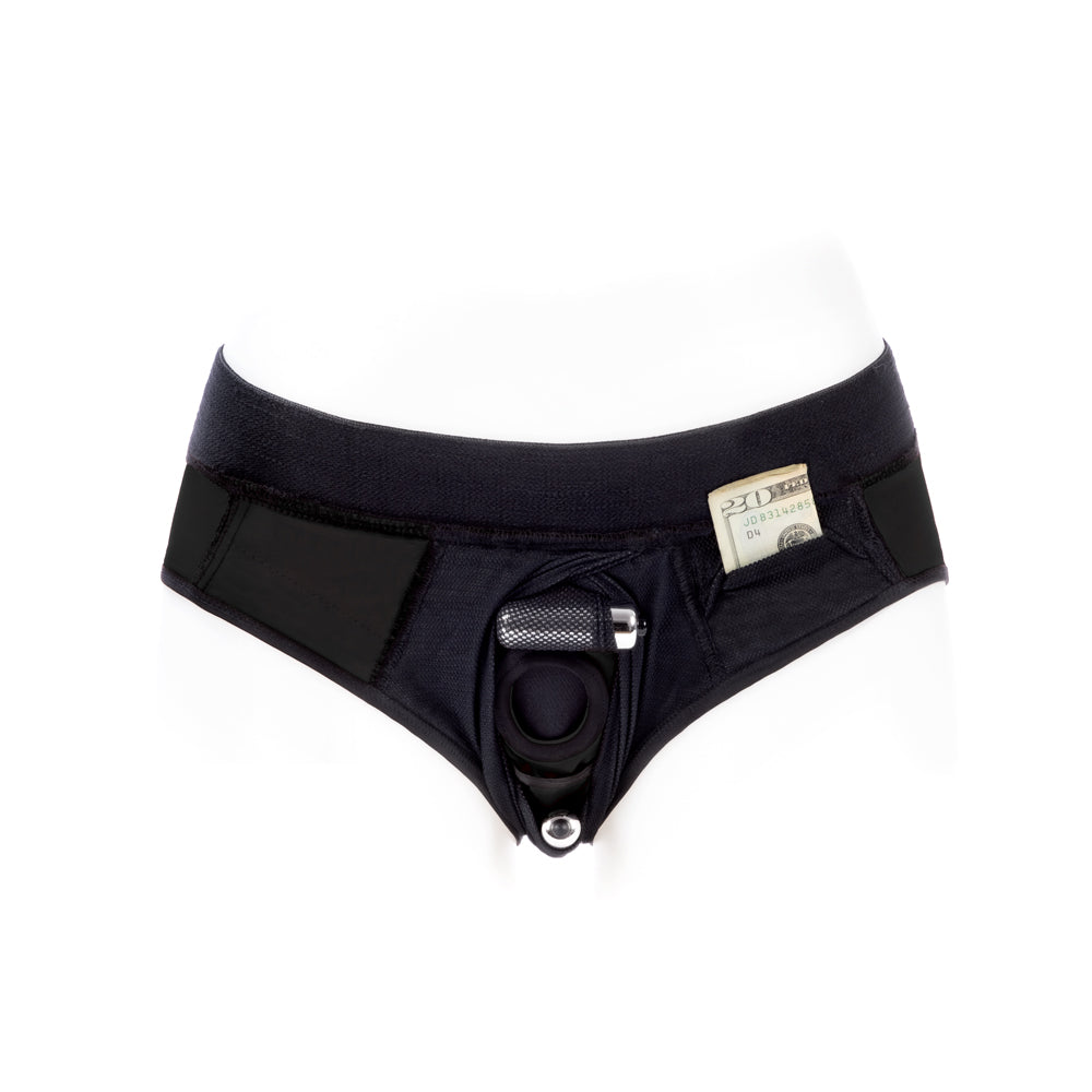 SpareParts Tomboi Cover Brief Style Underwear Harness Nylon Black/Black XXS