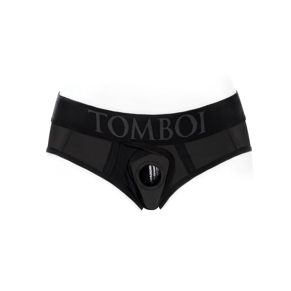 SpareParts Tomboi Cover Brief Style Underwear Harness Nylon Black/Black XS