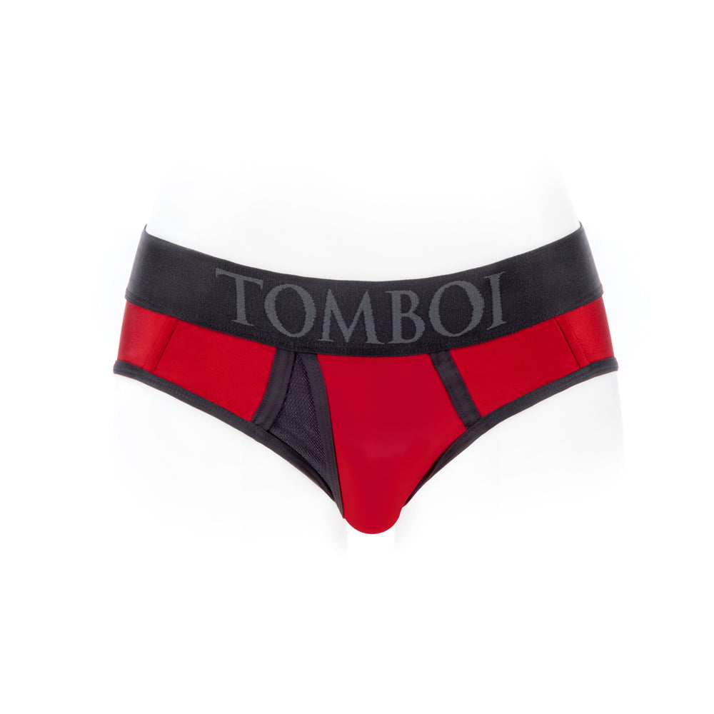 SpareParts Tomboi Cover Brief Style Underwear Harness Nylon Red/Black XL