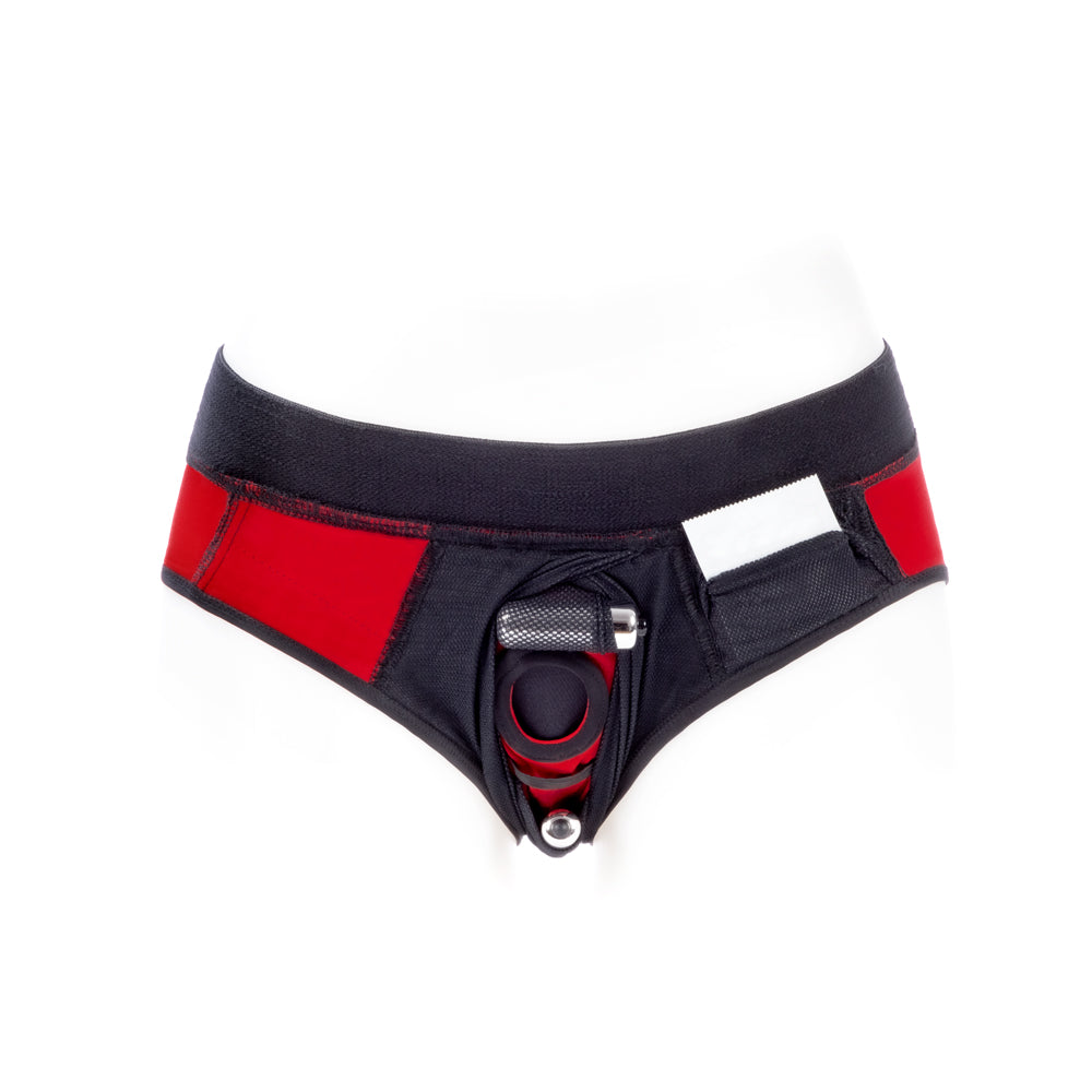SpareParts Tomboi Cover Brief Style Underwear Harness Nylon Red/Black 2XL