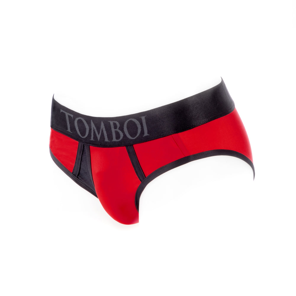 SpareParts Tomboi Cover Brief Style Underwear Harness Nylon Red/Black 5XL