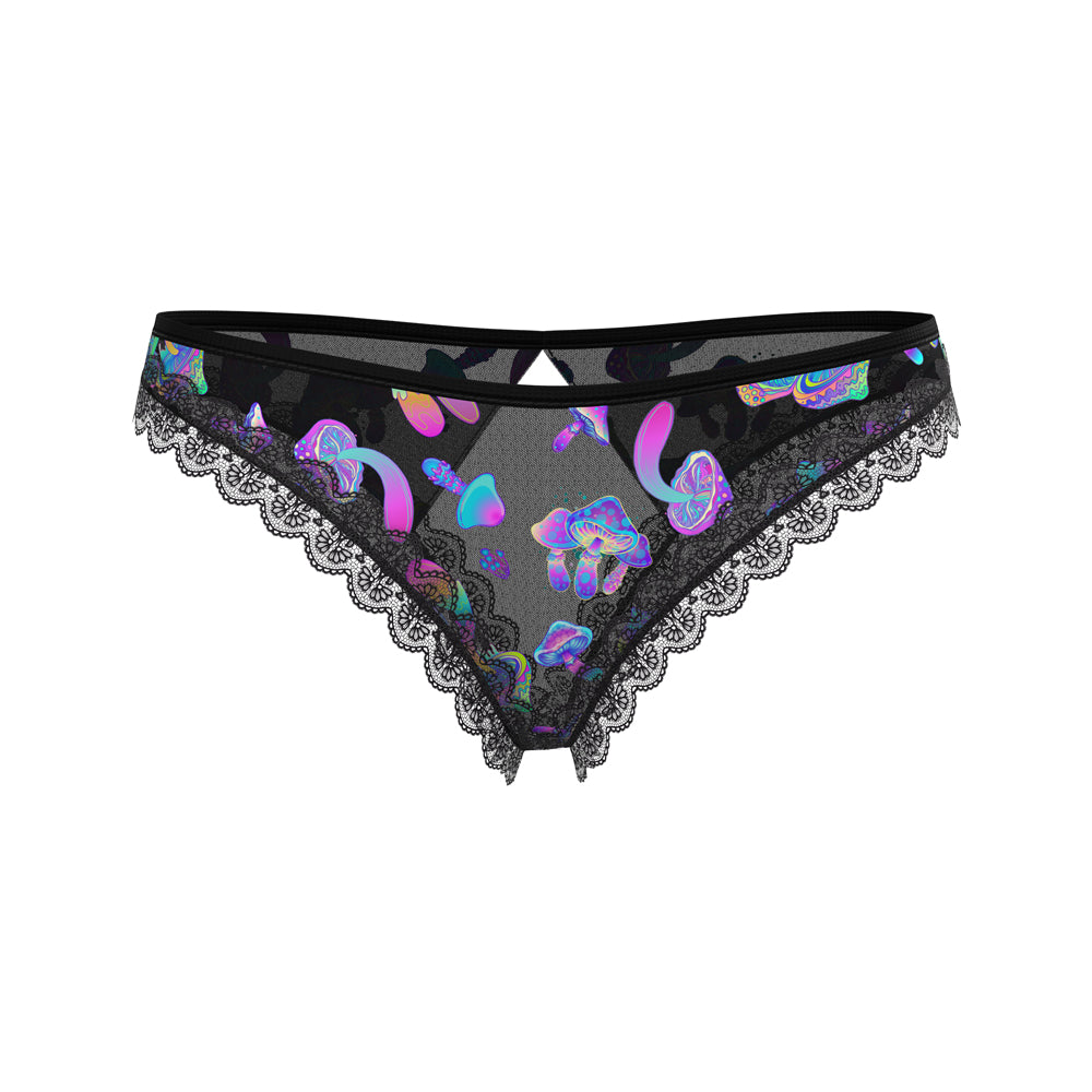 Magic Silk Hazy Dayz Crotchless Panty with Open Back Mushroom S/M