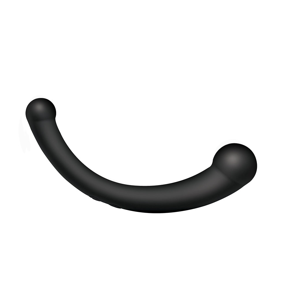 Master Series 10X Vibra-Crescent Vibrating Silicone Dual Ended Dildo Black