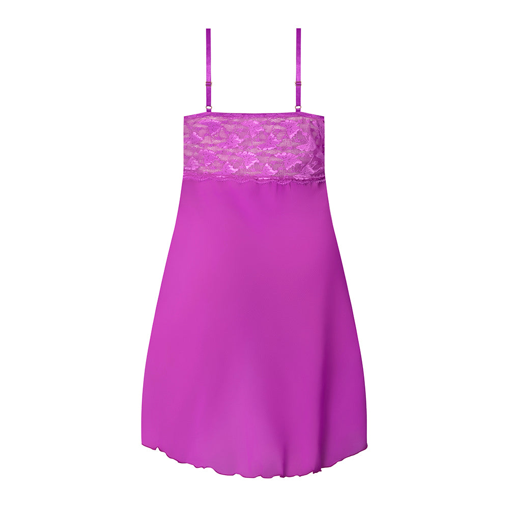 Magic Silk Butterfly Fantasies Gown & Thong Set Neon Purple L/XL