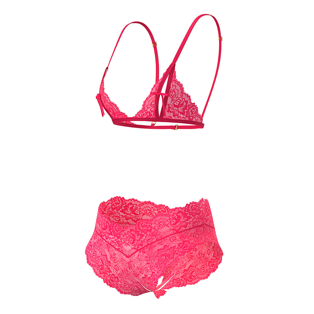 Magic Silk Get It Girl Peek-a-Boo Bralette & Split Crotch Boy Short Diva Pink Queen Size
