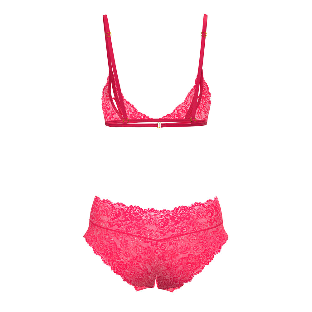 Magic Silk Get It Girl Peek-a-Boo Bralette & Split Crotch Boy Short Diva Pink Queen Size