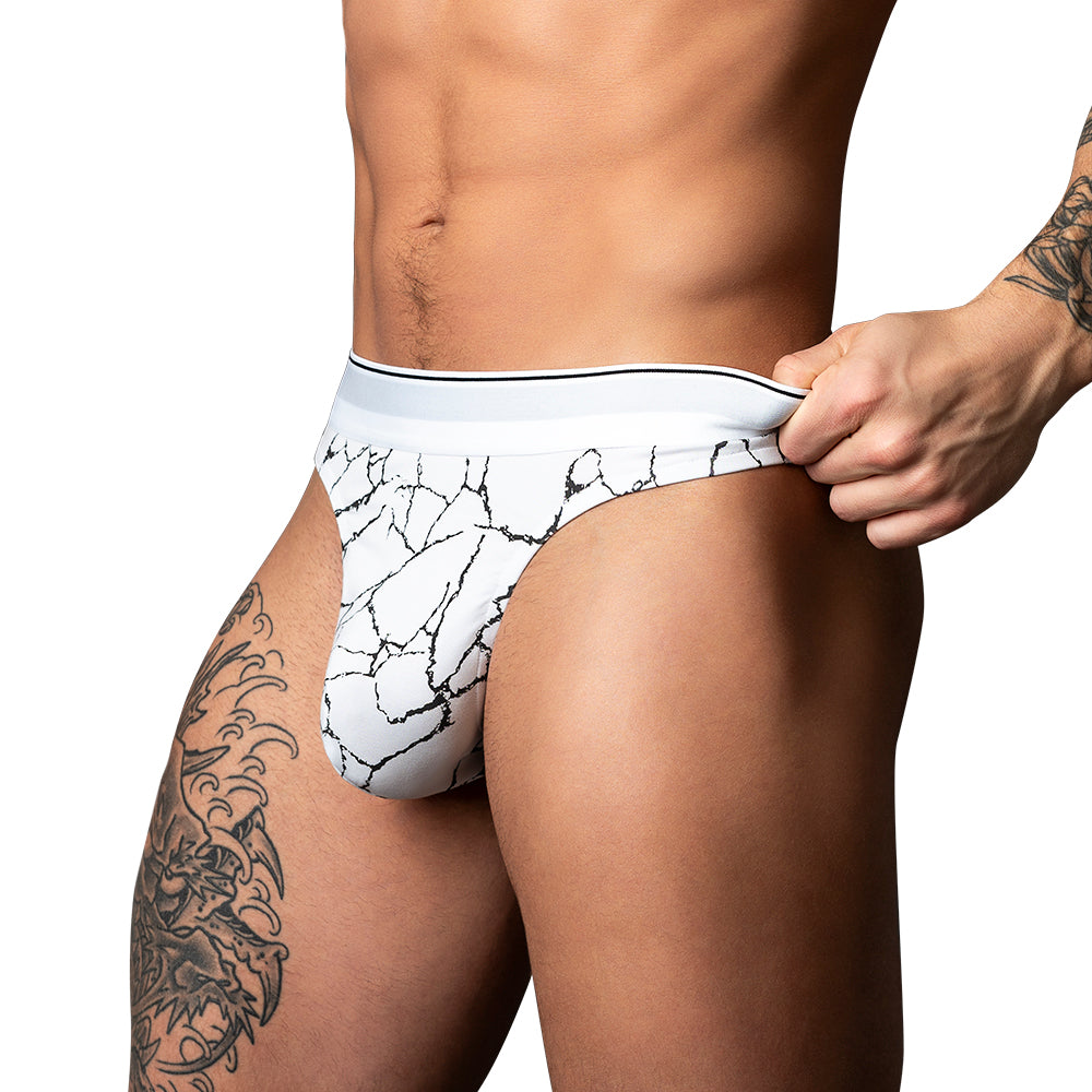 Male Power Soo Cumfy Thong Black/White L/XL