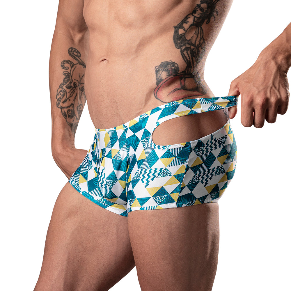 Male Power Cut It Out! Cutout Mini Short Blue/White L