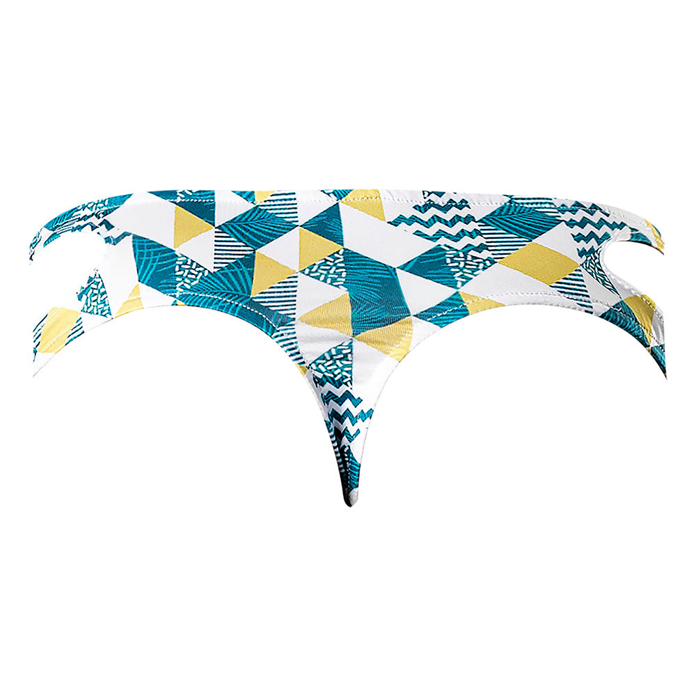 Male Power Cut It Out! Cutout Thong Blue/White L/XL