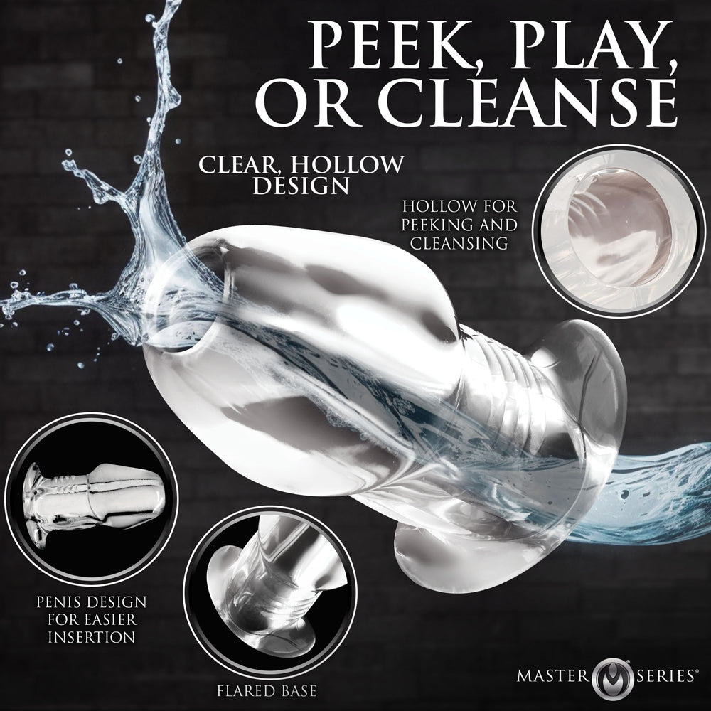 Master Series Dicked Clear Hollow Anal Plug Large