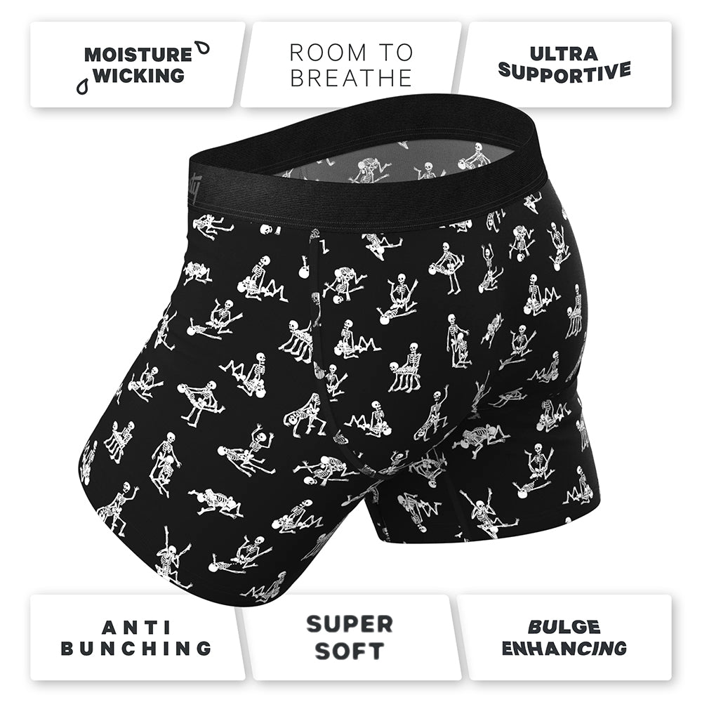 Shinesty The Bare Back Bones Glow-in-the-Dark Skeletons Ball Hammock Pouch Underwear with Fly L