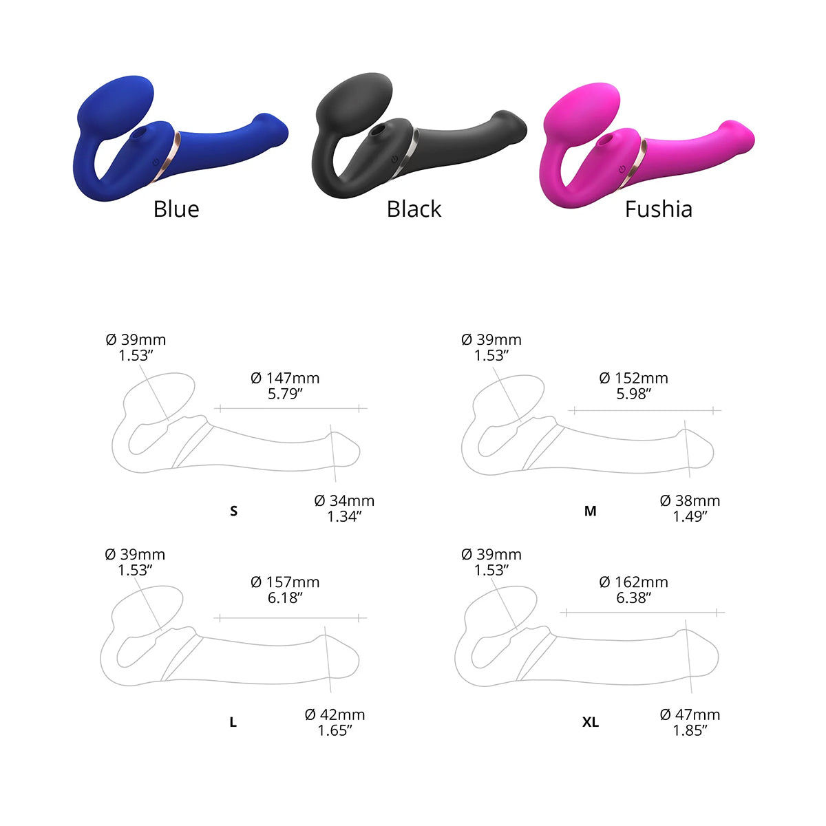Strap-On-Me Multi Orgasm Bendable Strapless Strap-On Black Medium