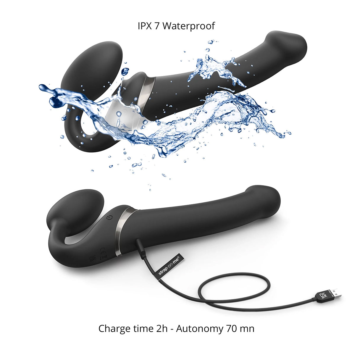 Strap-On-Me Multi Orgasm Bendable Strapless Strap-On Black Medium