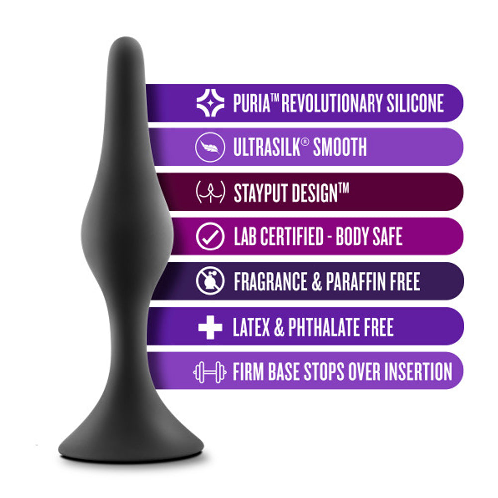 Anal Adventures Platinum Silicone Beginner Plug Medium Black