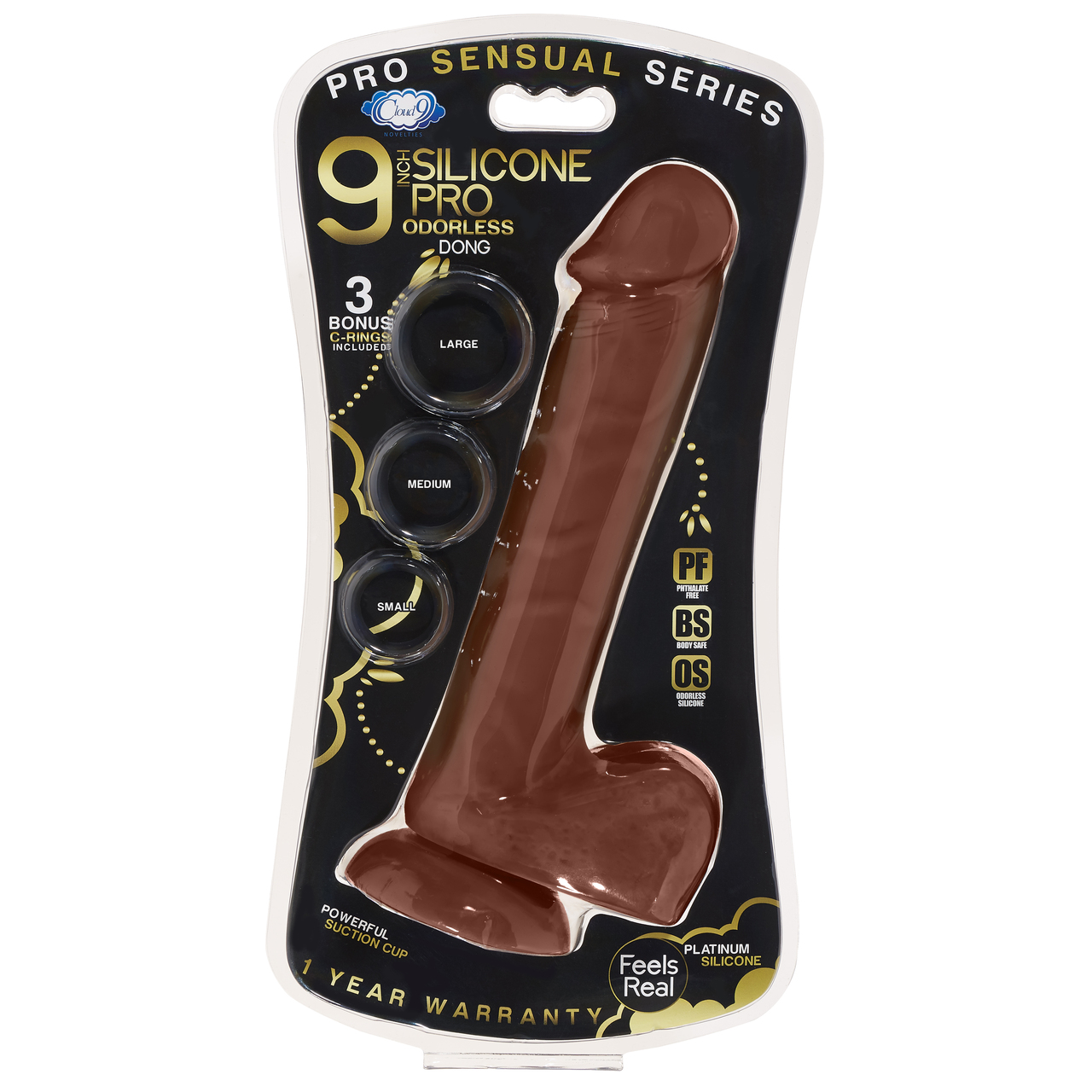 9 Inch Silicone Pro Odorless Dong - Brown