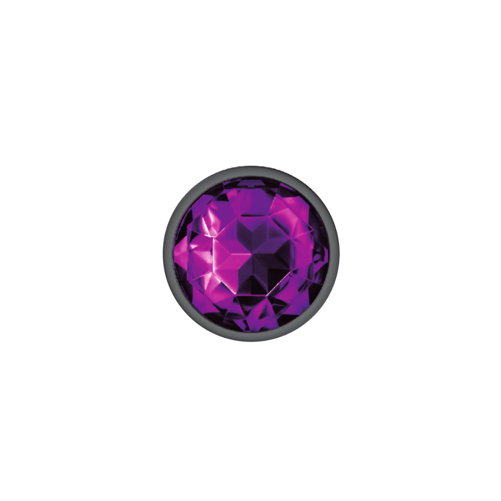 Purple Round Gem Gunmetal Metal Plug - Sm