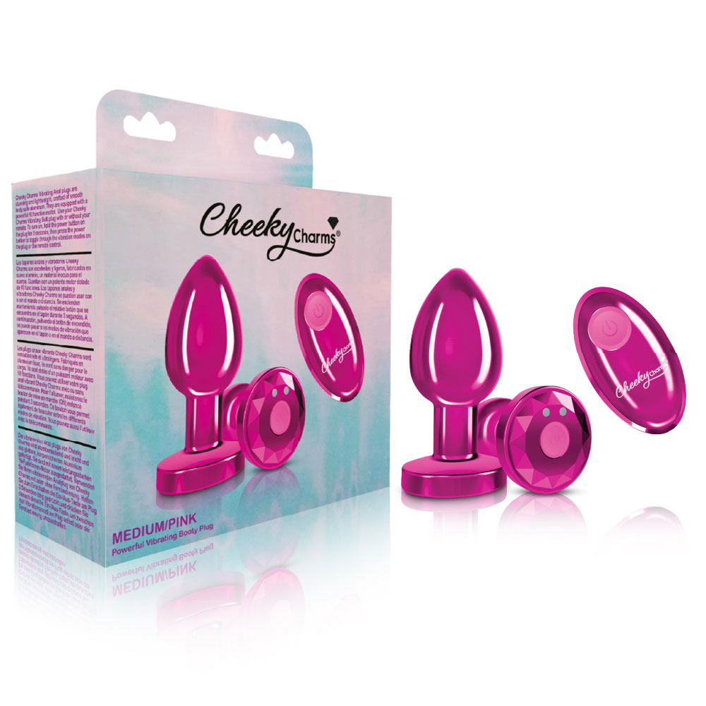 Vibrating Pink Metal Remote Plug - Medium
