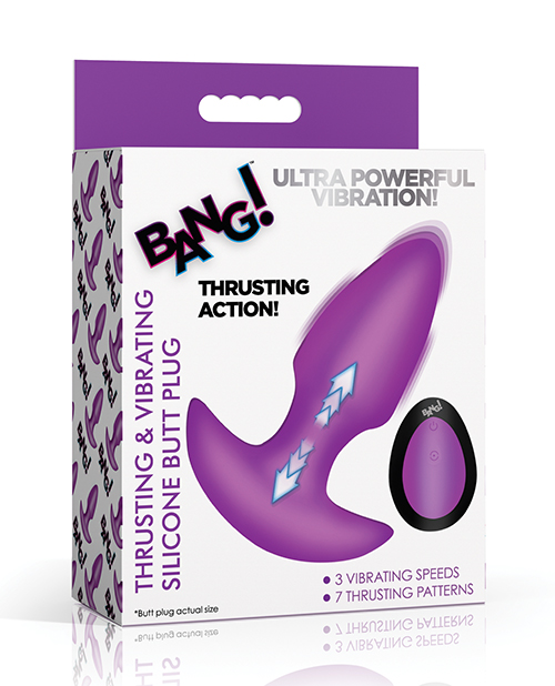 Bang! Thrusting & Vibrating Butt Plug - Purple