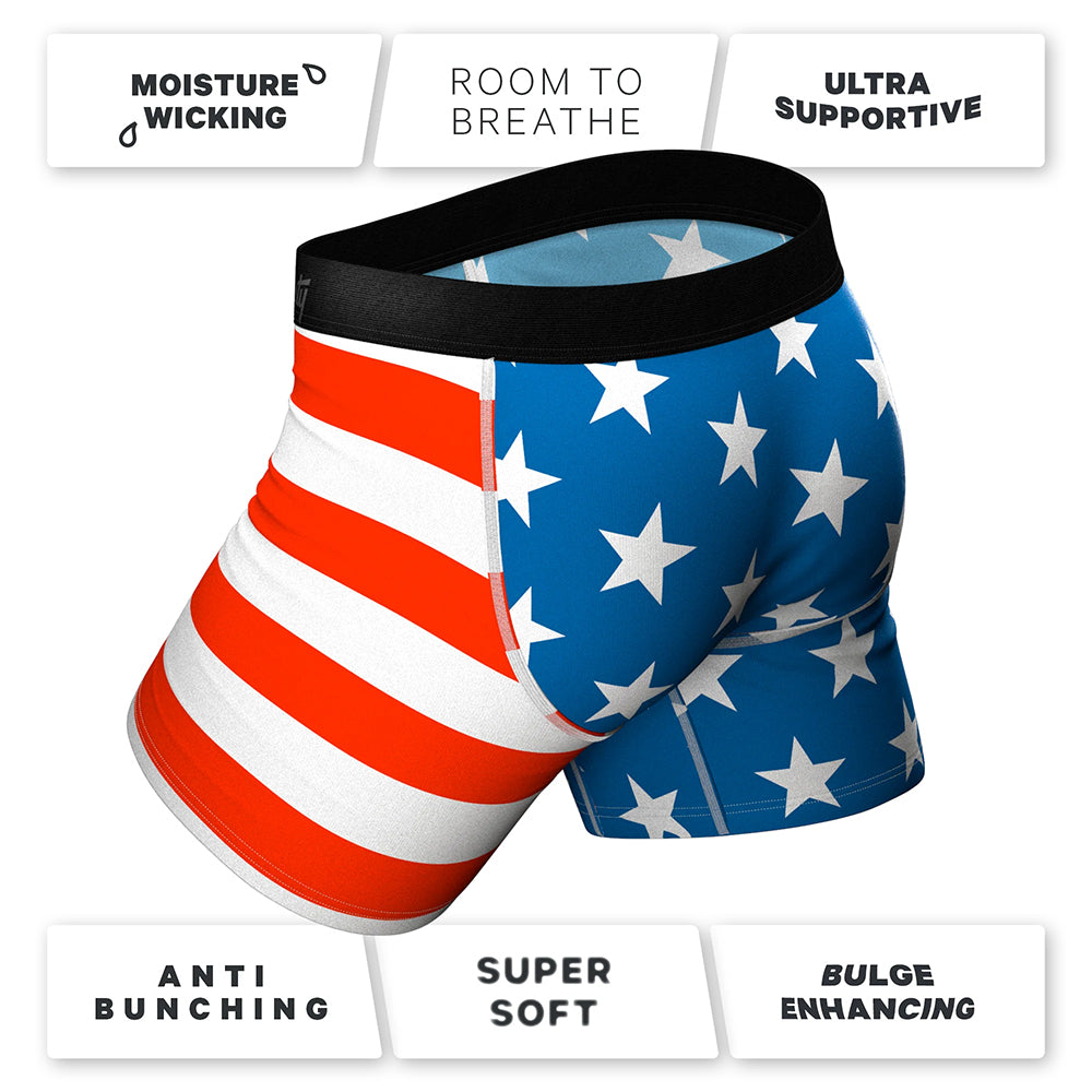 Shinesty The Mascot American Flag Ball Hammock Pouch Underwear with Fly XS