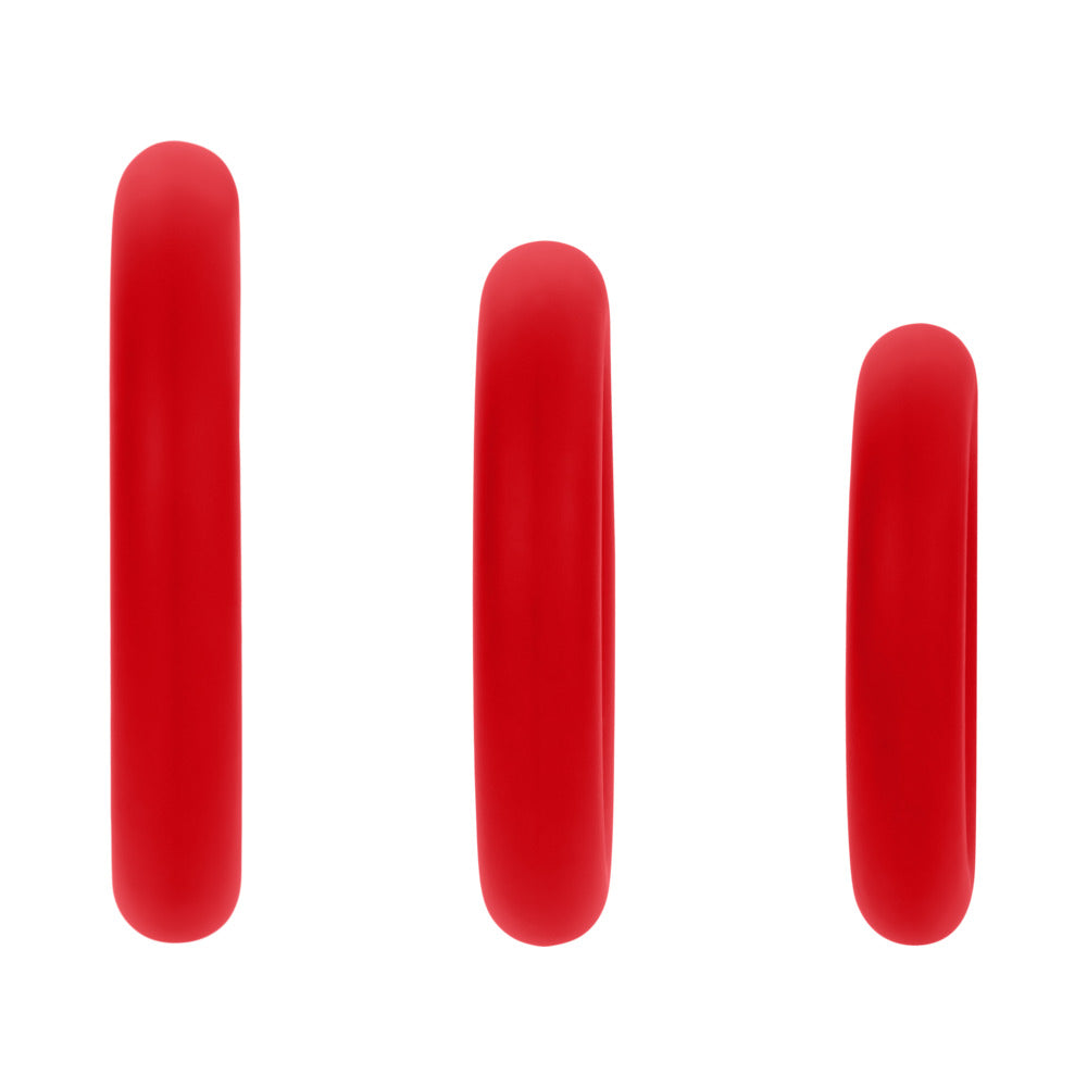 Forto F-61 3-Piece Silicone Cockring Set Red