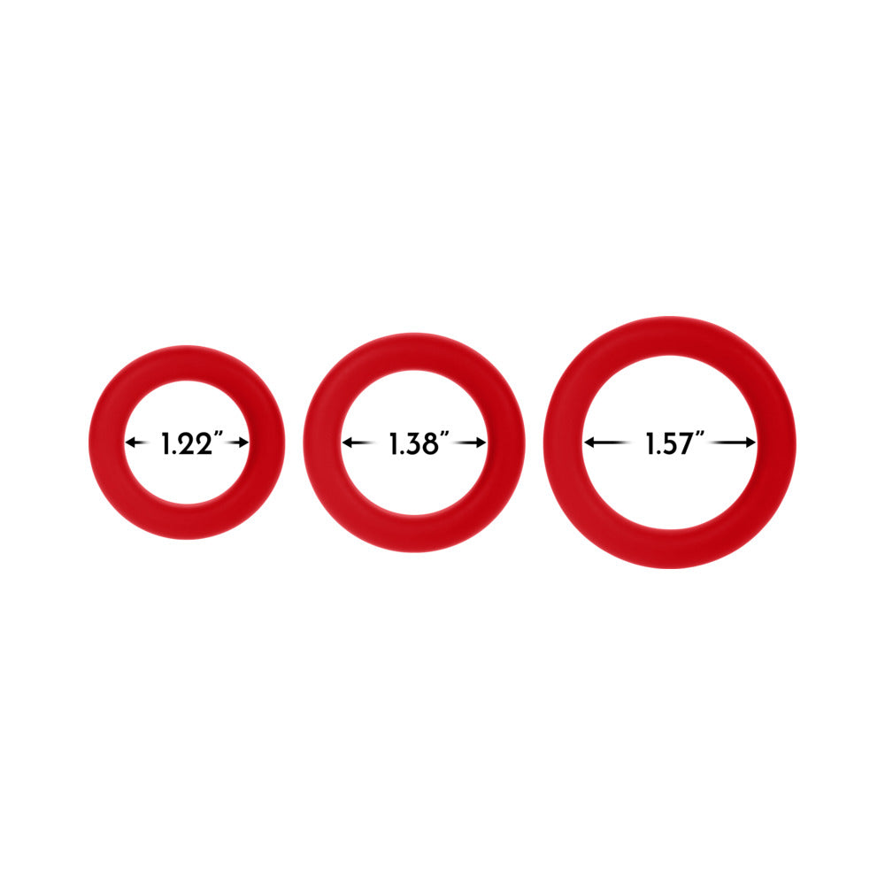 Forto F-61 3-Piece Silicone Cockring Set Red