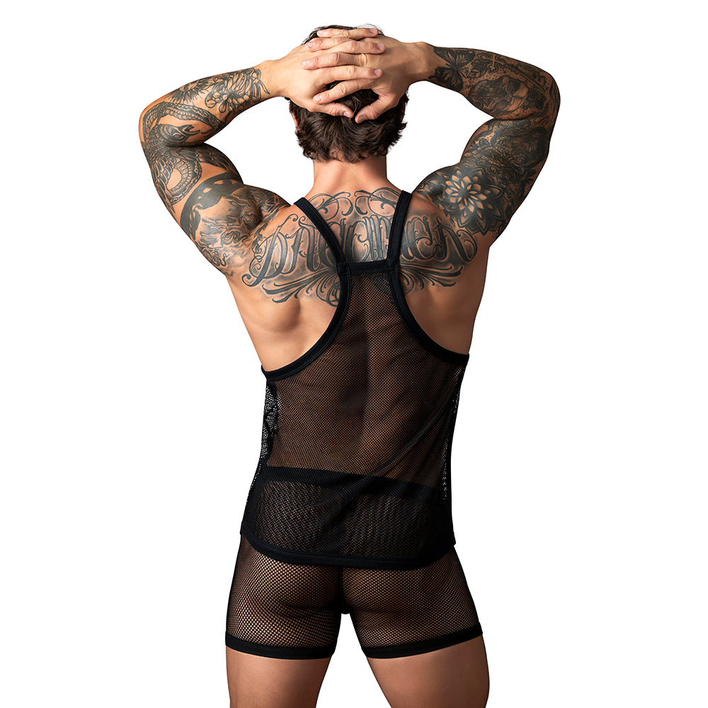 Male Power Fishnet 2.0 Tank Top Black L/XL